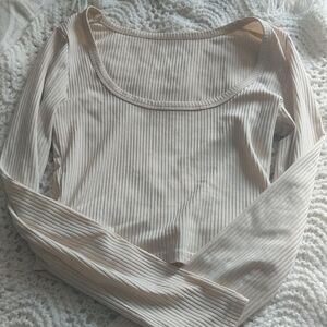 Elegant Cream Ribbed Bodysuit